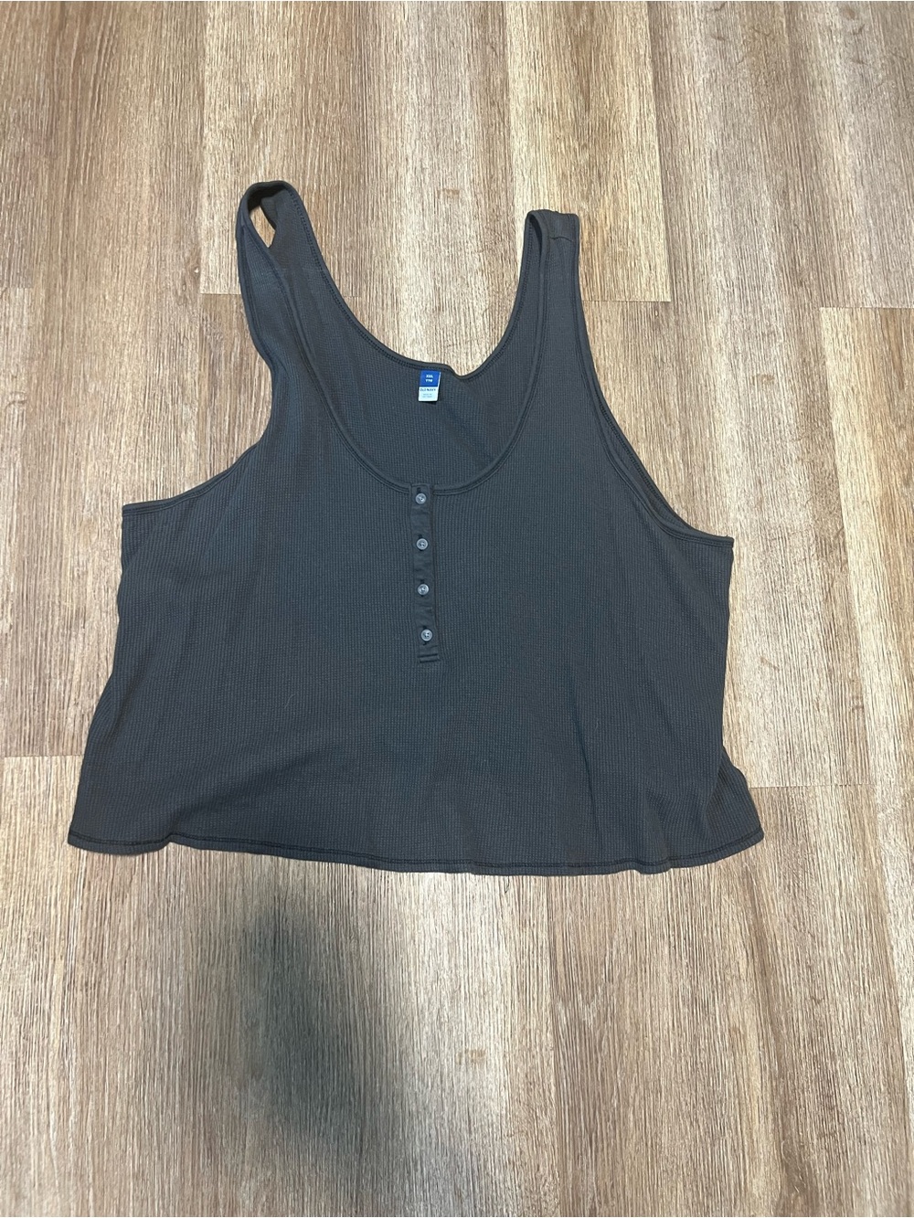Old Navy Black Ribbed Button-Front Tank Top